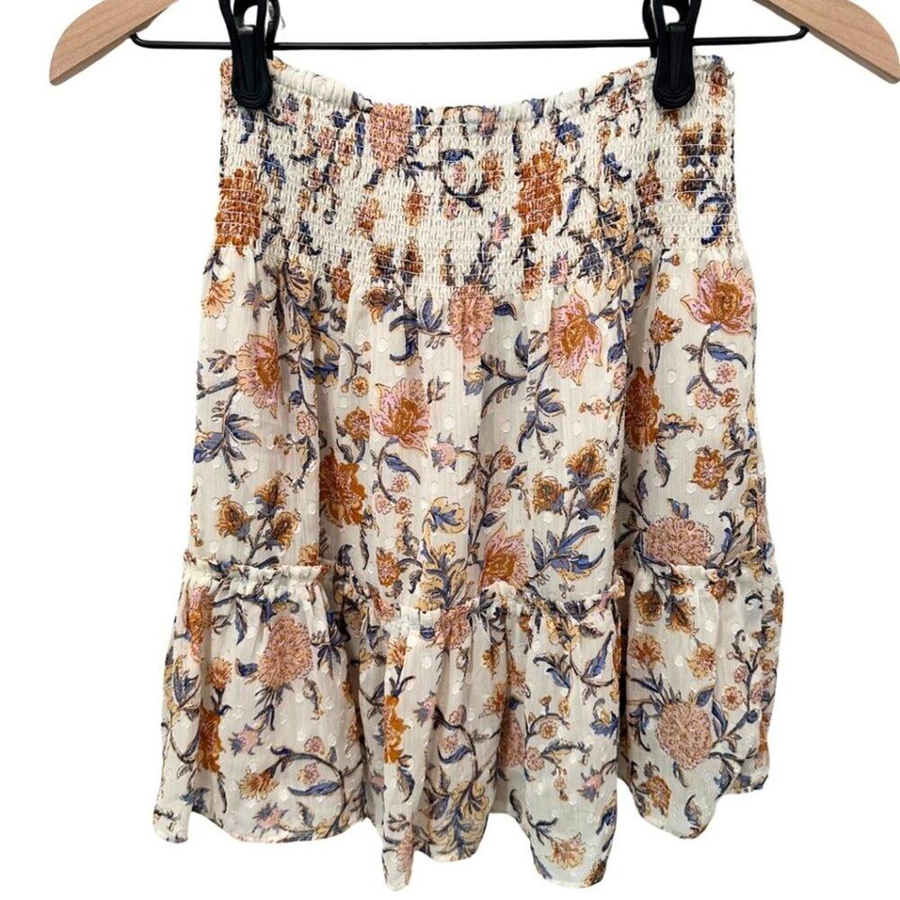 Joie Tiered Floral Elastic Waist Mini Skirt Multicolor S